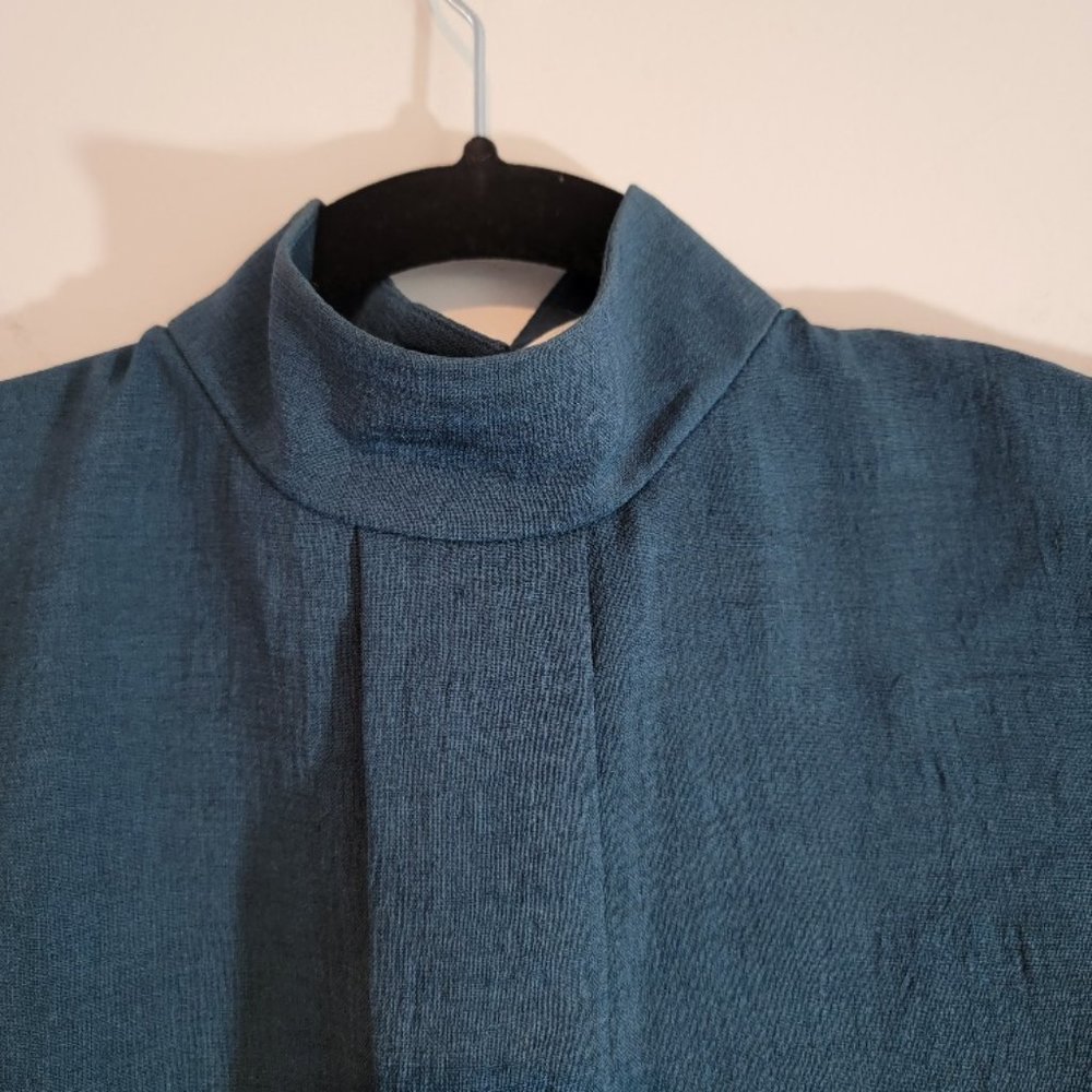 CEFINN Teal Blue Mock Neck Career Office Top Blouse - Size 10 Kate Middleton - Picture 10 of 16